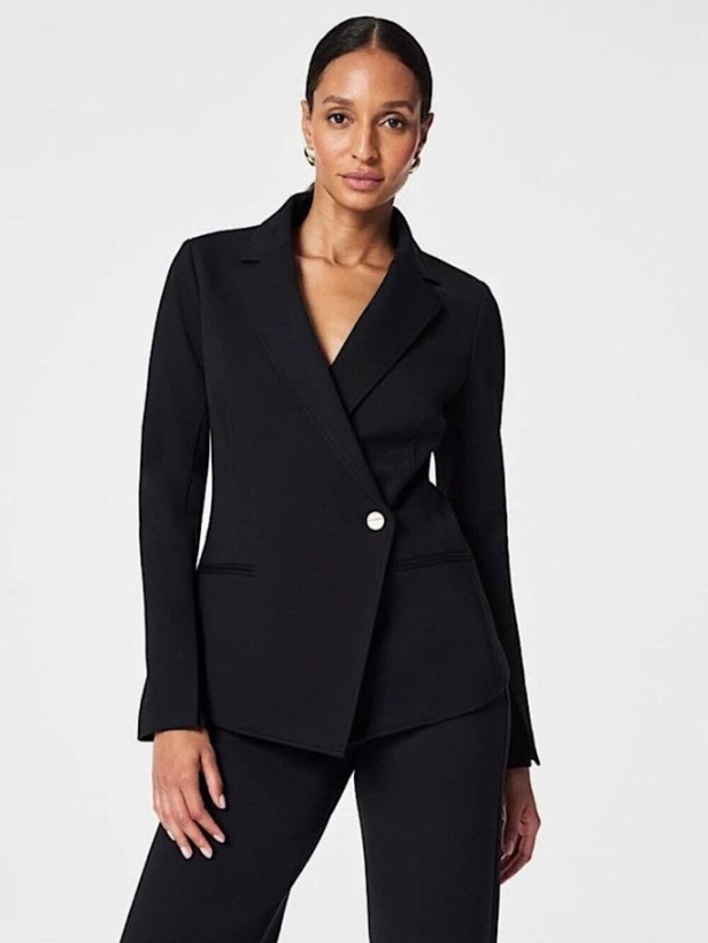 Spanx Ponte Asymmetric Tailored Blazer In Black | Size XL